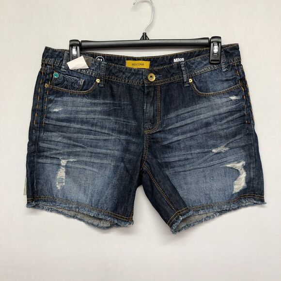 NWT MEK DNM Women Milos F.X.H Blue Denim Shorts Size 31 Dark Wash B271 -28 - Picture 15 of 16